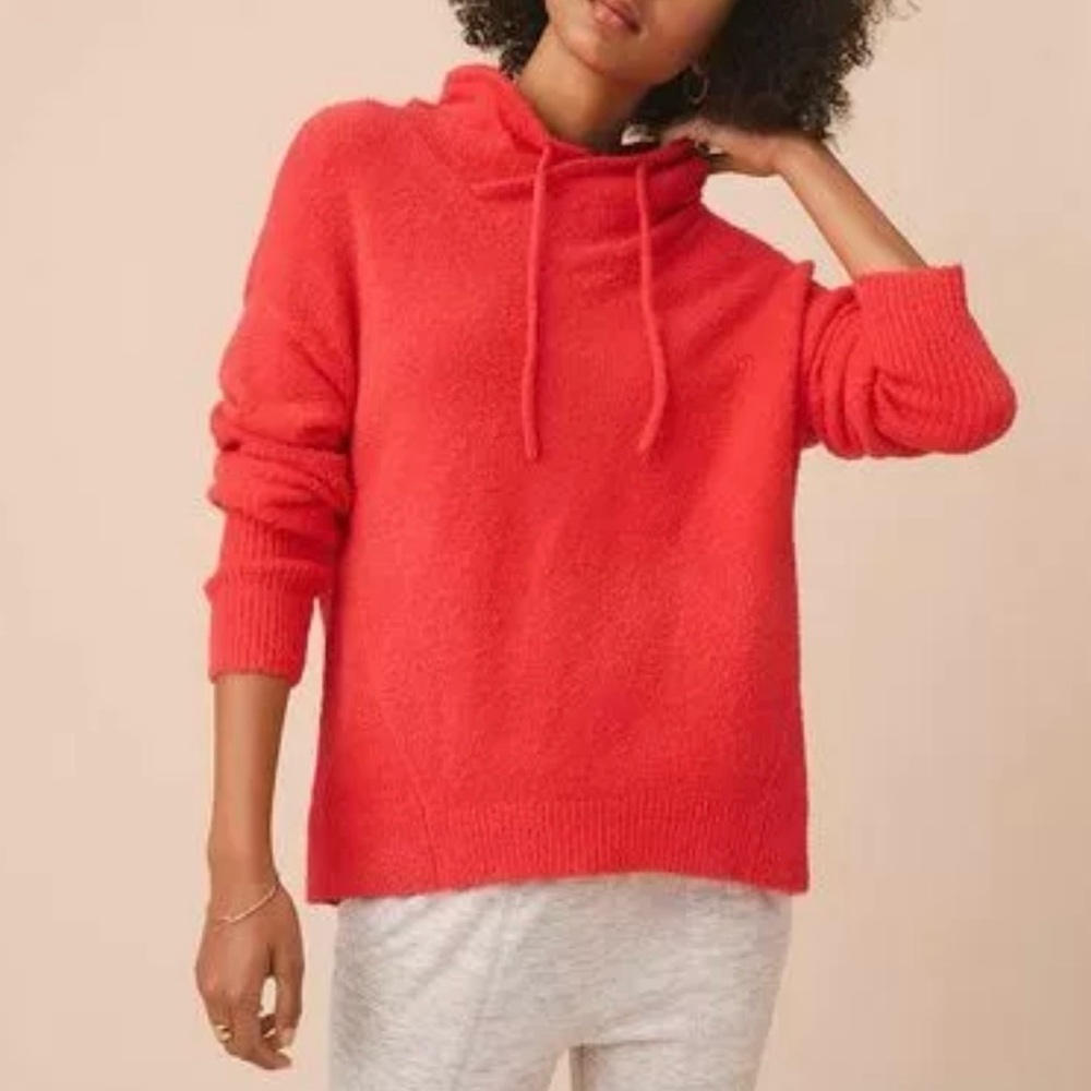 Lou and Grey Loft Fuzzy Cowl Neck Sweater in Crimson Size Small